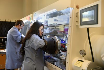 Students Working in Feng Lin's lab.