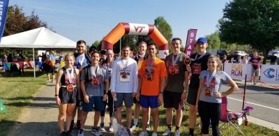 Picture of Santos Group at the end of the Hokie Half Marathon