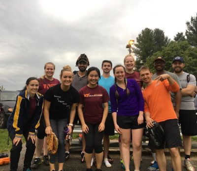 Picture of chemistry graduate students have an intramural softball team in the local Blacksburg rec league.