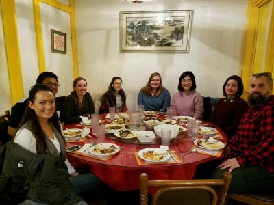 Picture of Moore Research group enjoying a traditional Chinese lunch at local Hunan King restaurant.
