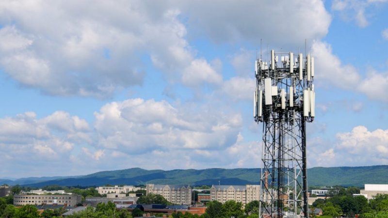 A cell phone tower in downtown Blacksburg. A cell phone tower in downtown Blacksburg.